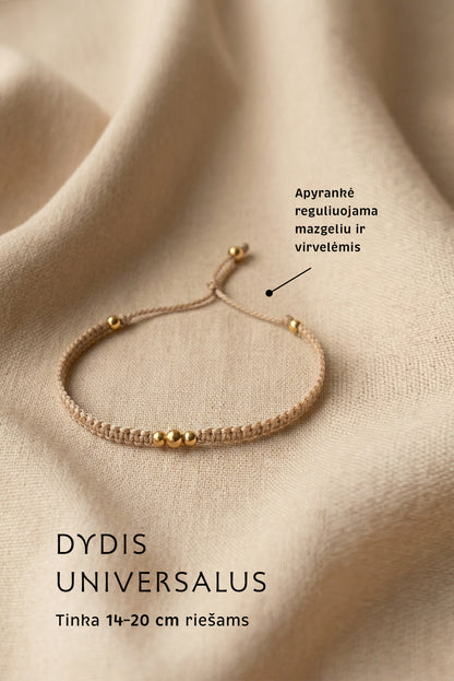 Unikali auksine apyranke moterims internetu. Ranku darbo reguliuojama virvelemis apyranke, smelio spalvos. Apyranke vasarai.