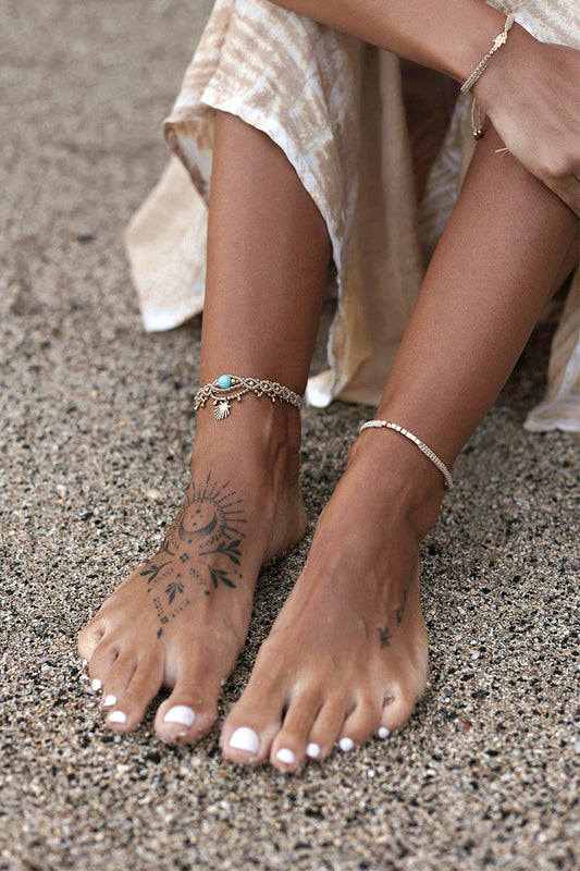 Boho kojos papuosalas kojos apyranke koju grandinele papuosalai macrame bohemiskas macrame papuosalai moterims vasariski papuosalai ranku darbo boho papuosalai