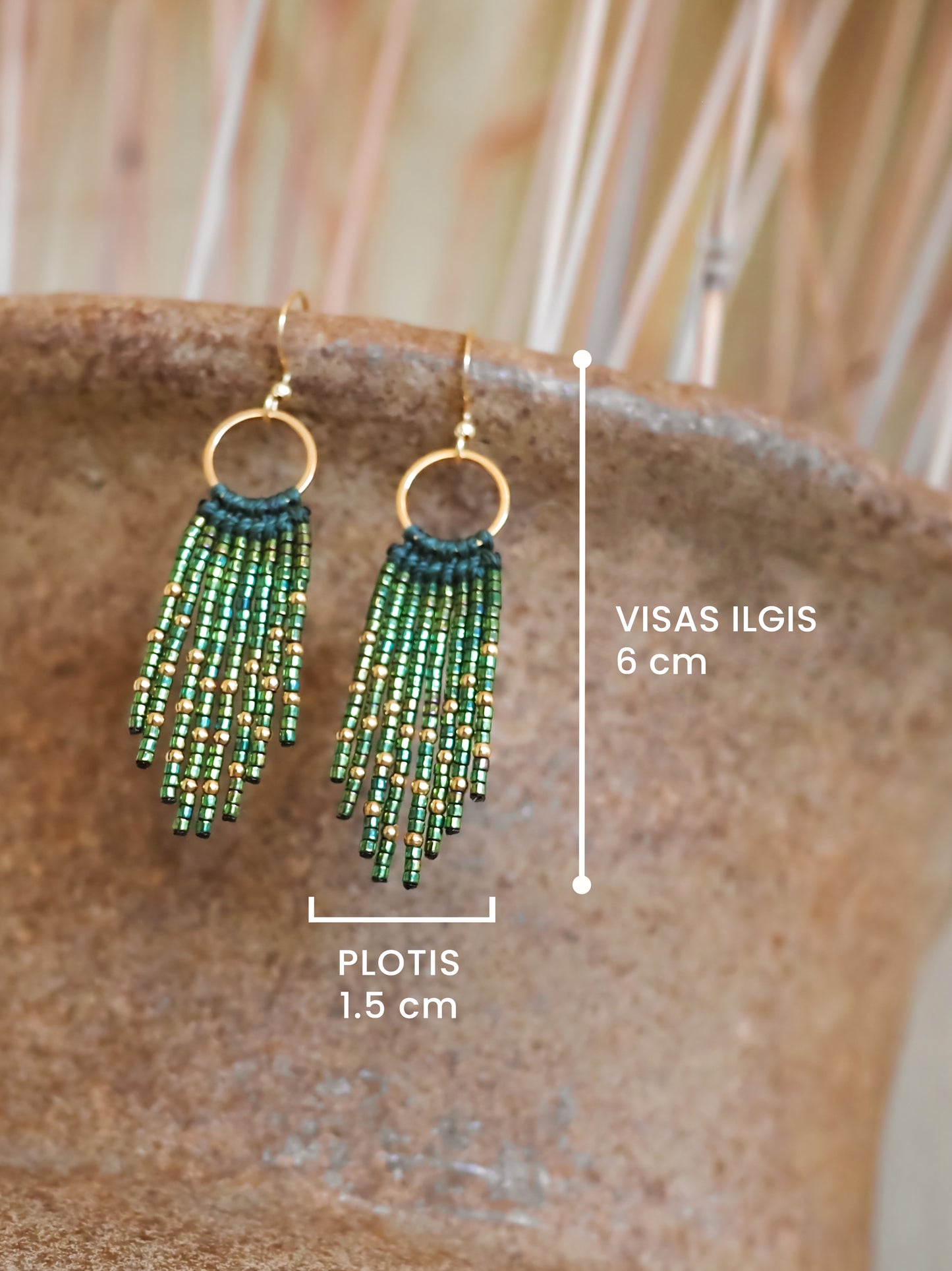 SECRET GARDEN ~ žali boho auskarai