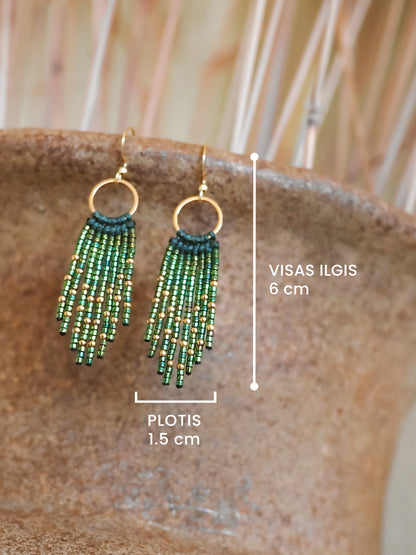 SECRET GARDEN ~ žali boho auskarai