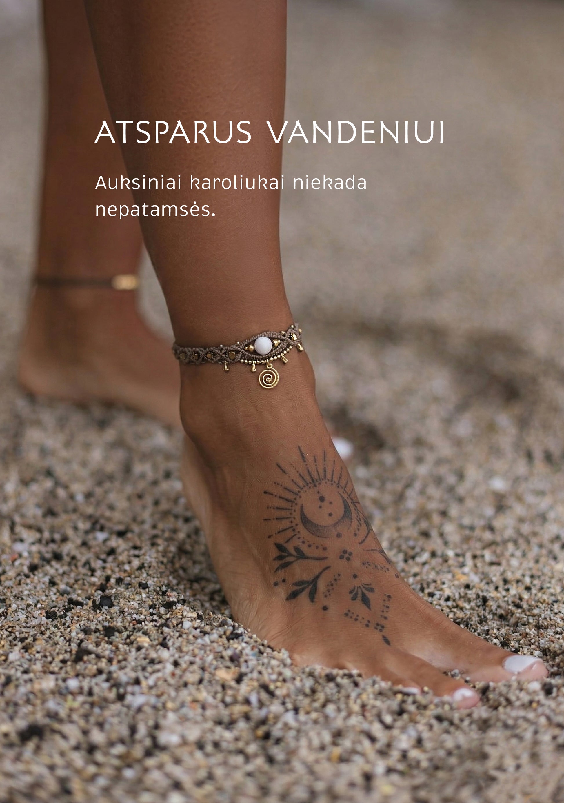 Grandineles ant kojos su auksu. Boho stiliaus.