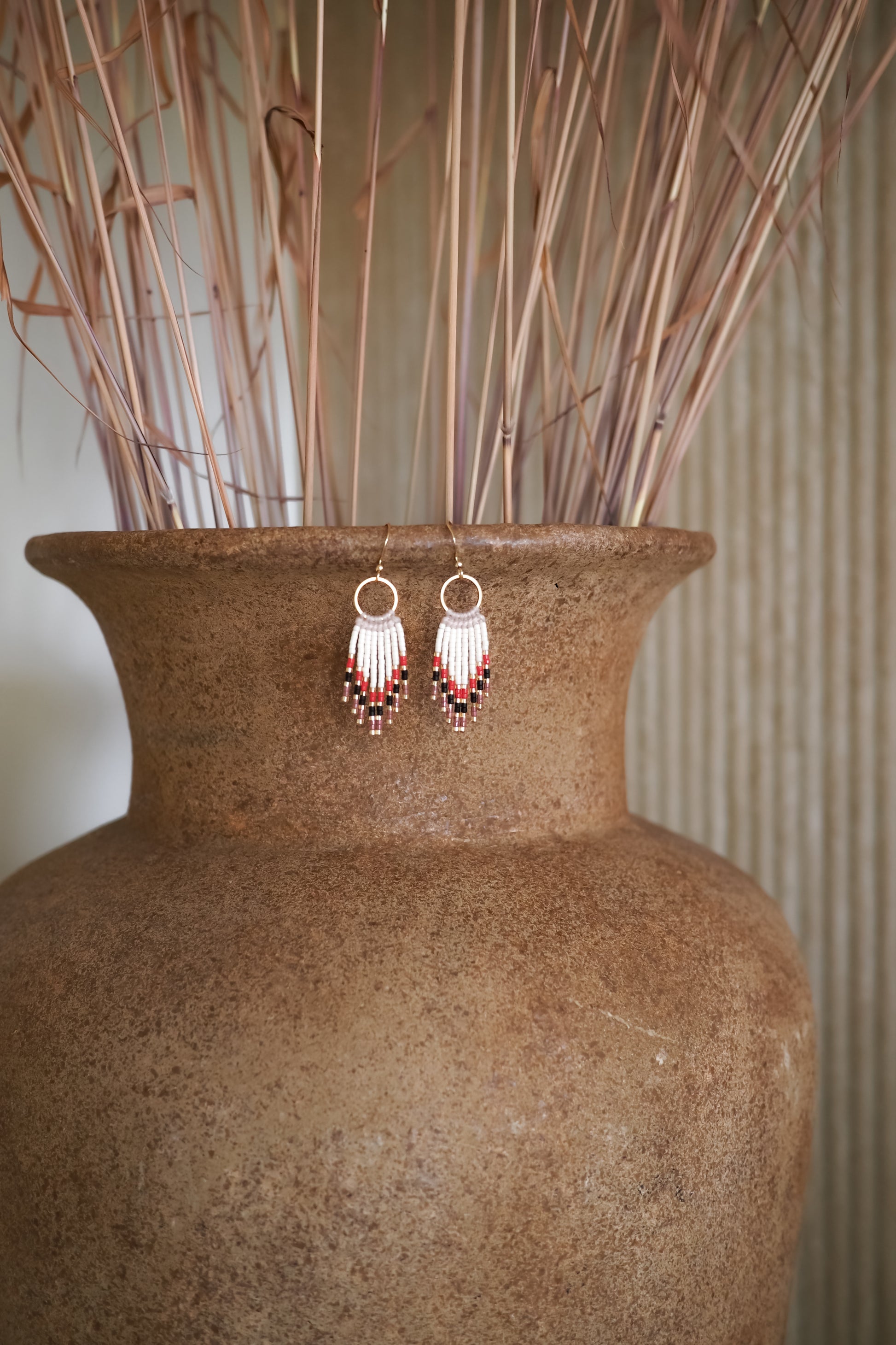 Boho spalvoti biserio auskarai