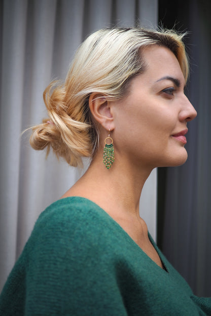 SECRET GARDEN ~ žali boho auskarai