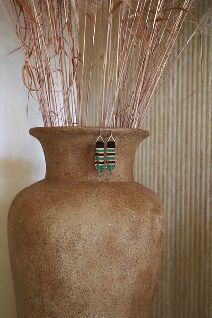 CAIRO NIGHT ~ juodi žali boho auskarai