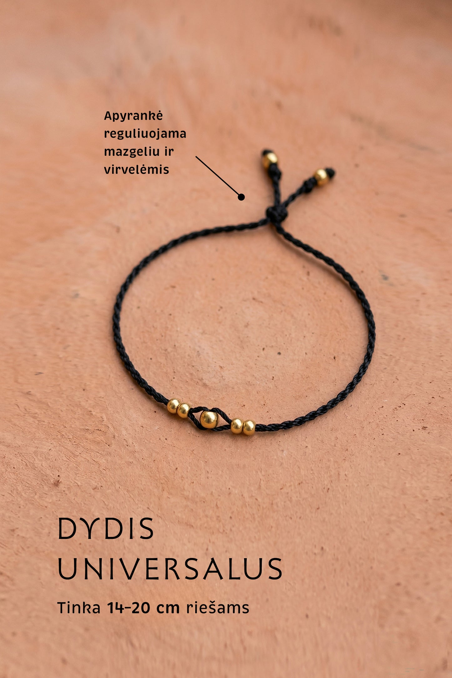Plonos apyrankes. Juodo siulo virvele. Auksines detales su reguliuojama virvele.