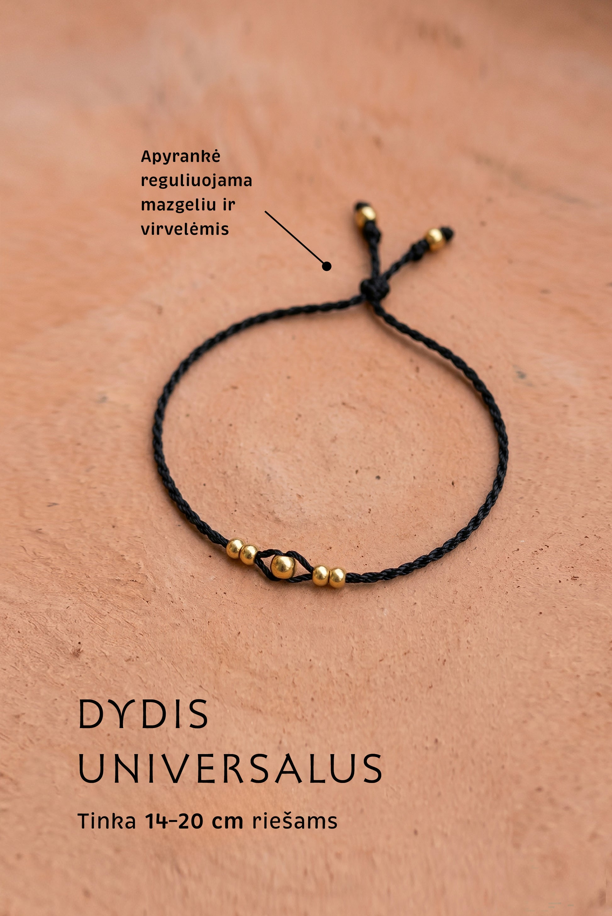 Plonos apyrankes. Juodo siulo virvele. Auksines detales su reguliuojama virvele.