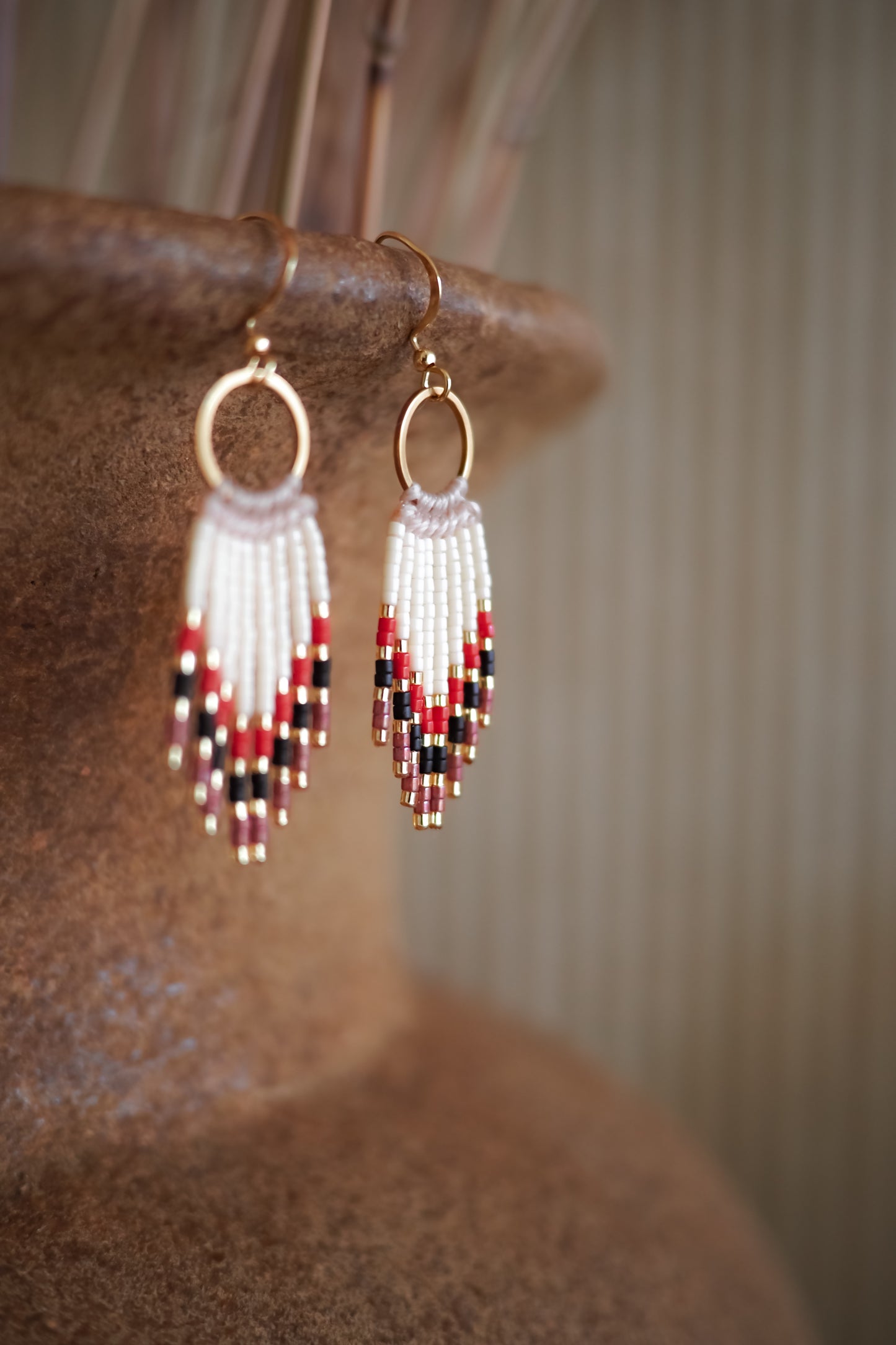 Ilgi boho auskarai, vintage stiliaus, hippie stiliaus