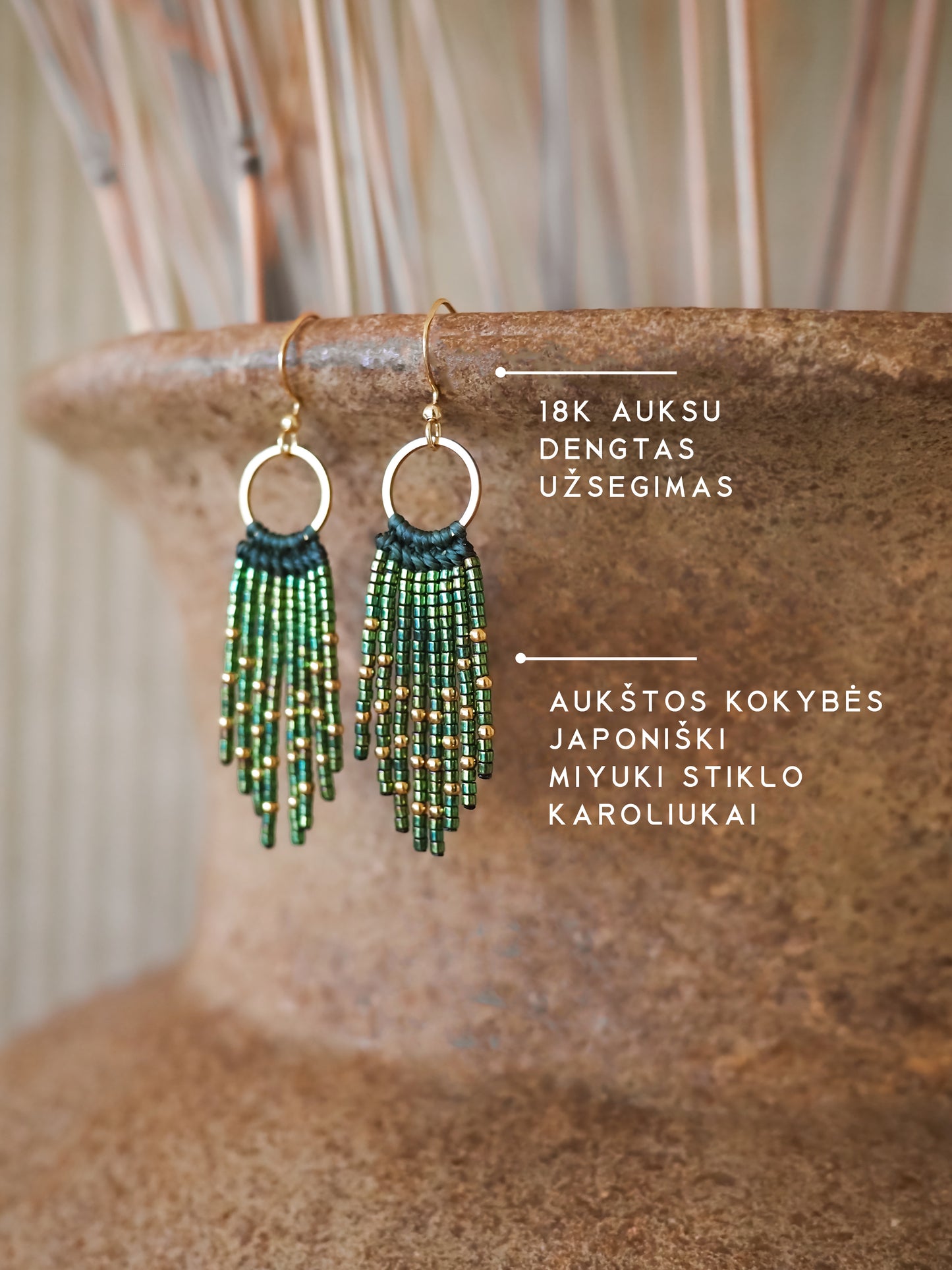 SECRET GARDEN ~ žali boho auskarai