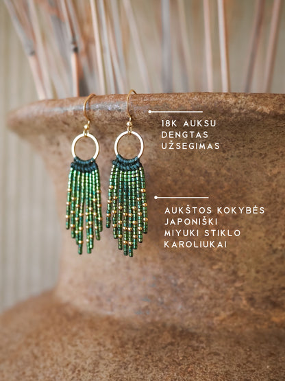 SECRET GARDEN ~ žali boho auskarai